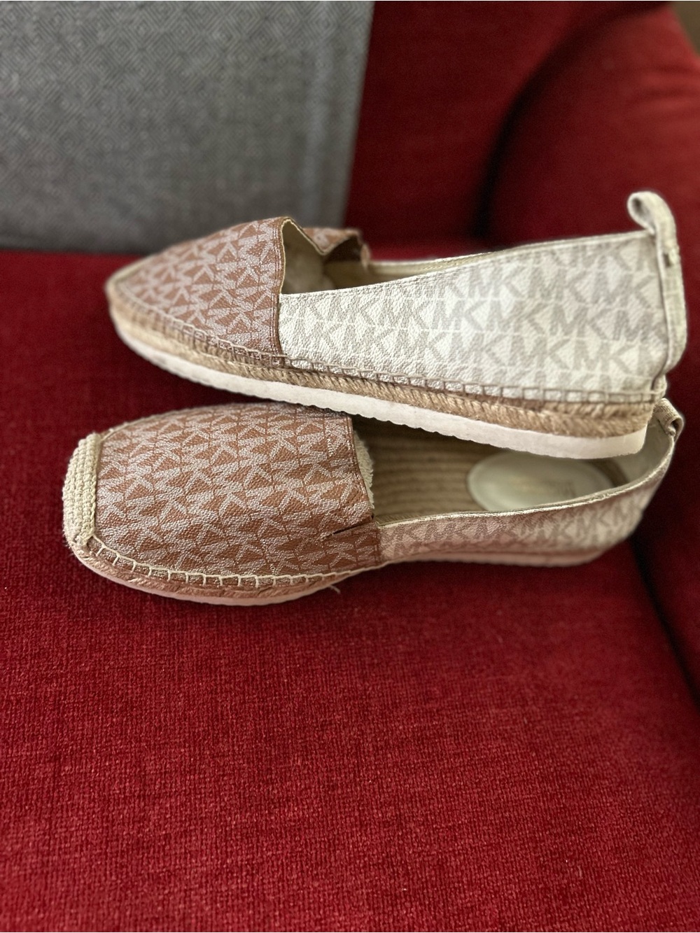 Michael Kors Two-Tone Tan and Cream Espadrille Slip-Ons